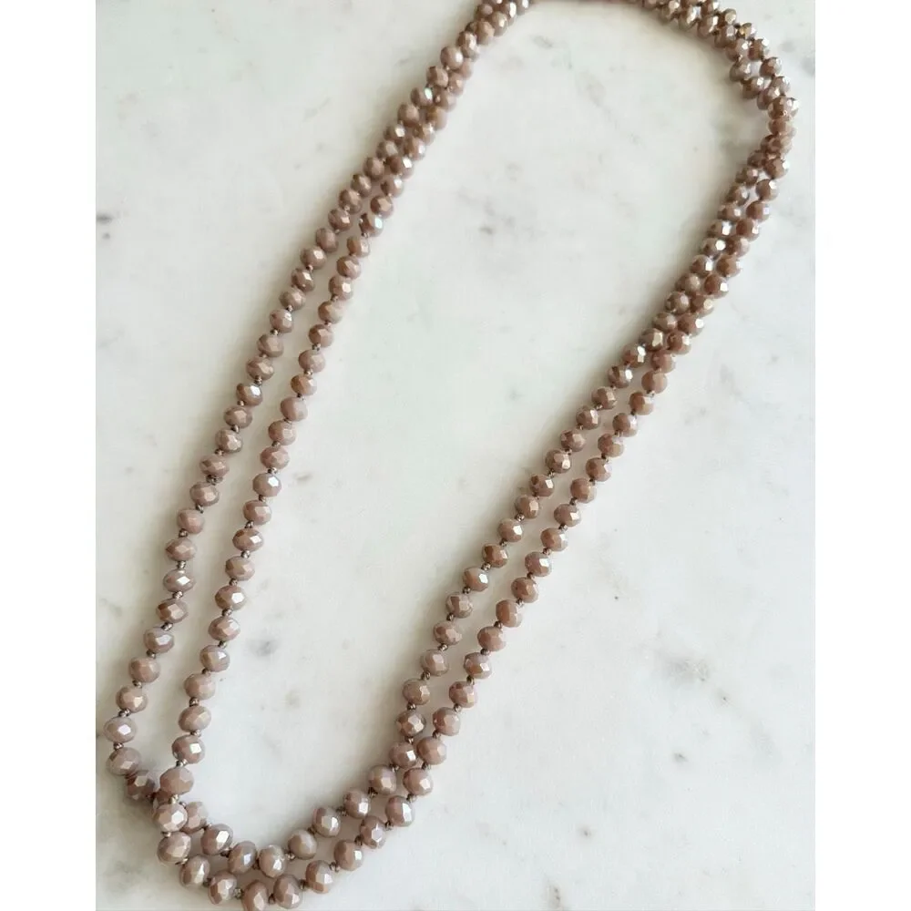 Latte brown sparkly beaded layered necklace